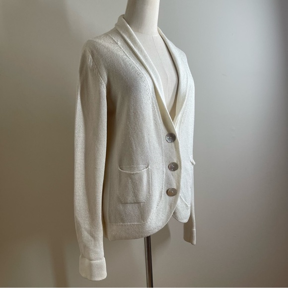 Sartoria Benetton Women’s Ivory 3-Button Long Sleeve Knit Cardigan Sweater -SZ M - Picture 5 of 10